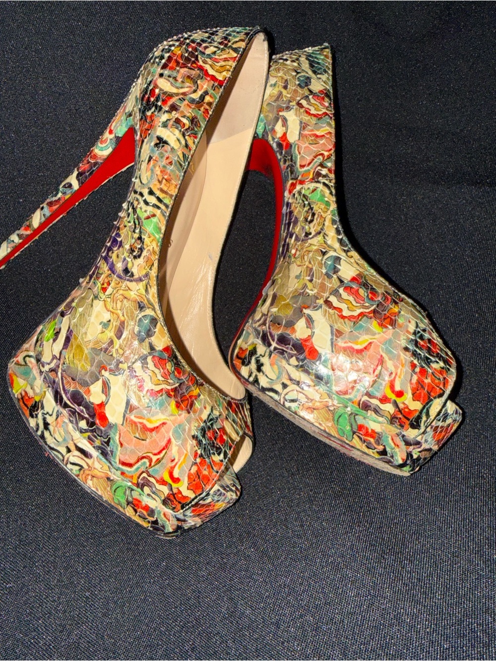 Christian Louboutin Palais Royal Python 140 Peep-Toe Stilettos